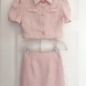 Fashion Nova Pink Textured Skirt Set